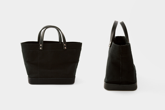 Butler Verner Sails モールドレザー キャンバス ランチトート ハンドル ブラック