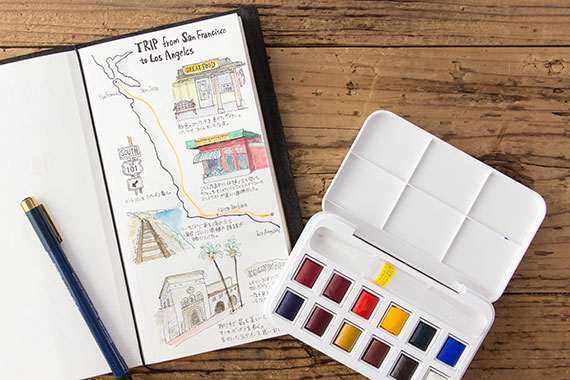 WINSOR&NEWTON コットマン ハーフパン12色セット 水筆ペン付き