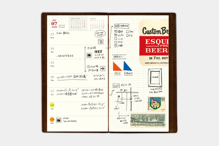 トラベラーズノート リフィル 2026 週間+メモ