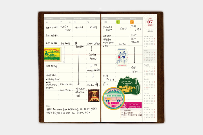 トラベラーズノート リフィル 2026 週間バーチカル